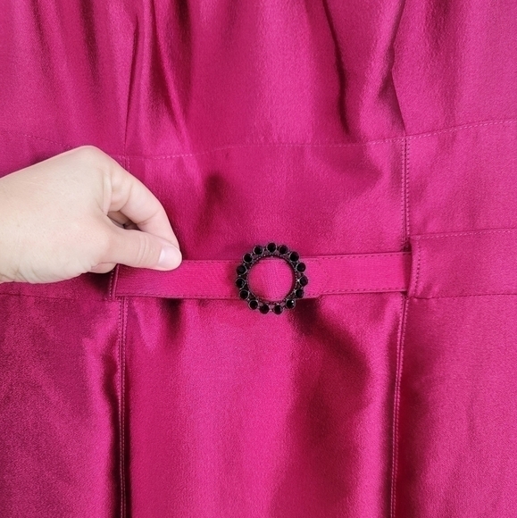 KAY UNGER FUSCHIA PINK COCKTAIL DRESS, W BELT, SZ 8 - Picture 5 of 15